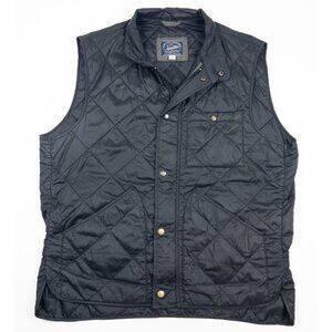J. Crew Puffer Vest Men's Large Quilted Primaloft Solid Black Snap Sussex